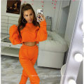 Newest Sexy Navel Two Piece Set Woman Clothing Casual Long Sleeve Sweater Set